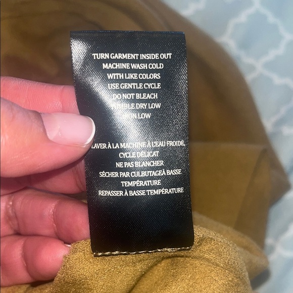 BlankNYC Womens Faux Suede Drape Front Moto Jacket Full Zip Camel Brown Size XL - Picture 9 of 9